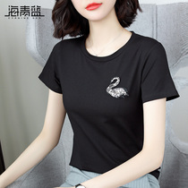 Haiqing Blue Tennis Red Ins short sleeve blouses womens clothing 2022 New summer workout slim design feeling black t-shirt