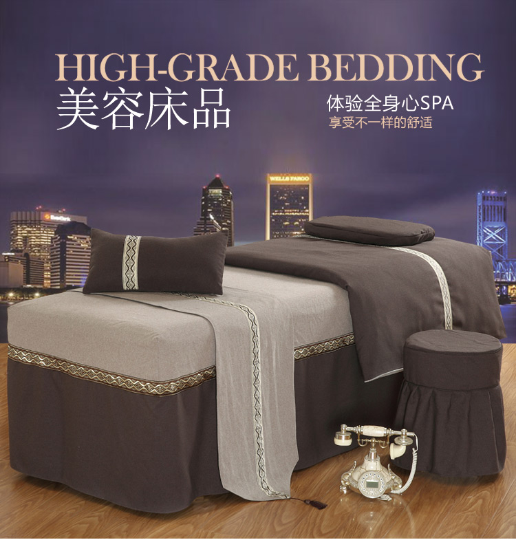 Linen đẹp trải giường bốn bộ cotton massage giường bìa vẻ đẹp duy nhất SPA giường dầu gội vật lý trị liệu giường bìa có thể được tùy chỉnh