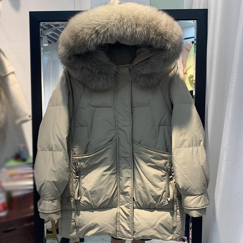 2021 New Anti-Season East Gate Down Jacket Women's Middle School Long Edition White Duck Down Small Cocoon Loose Winter Wear Tide