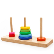 Wooden Toy Hannota Puzzle Childrens Sleeve Column Rainbow Ferrule Building Blocks Laminated Legaid Thinking Customs Clearance Pairing