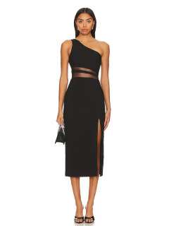 泰国潮牌女中长款连衣裙斜裁裙子开叉小礼服生日派对时尚小众新款