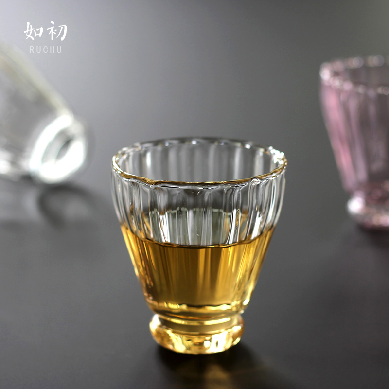 As before, handmade high temperature resistant glass tea cup tea cup transparent tea cup Japanese striped cup Kung Fu tea cup