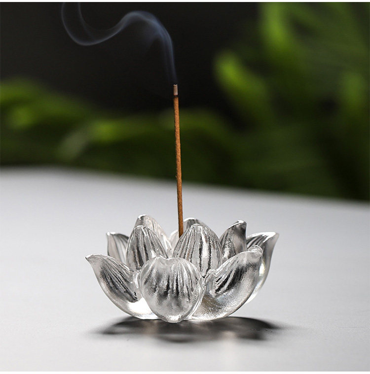 如初琉璃香爐線香插茶道禪意蓮花擺件點香器日式香道香座家用室內|茶道