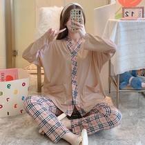 Guangzhou Jieyang Country of origin Sleeping Clothes Sleepwear Women Suit Womens Spring Autumn New Long Sleeves Two Suit Striped Korean Tie Sweet Beauty