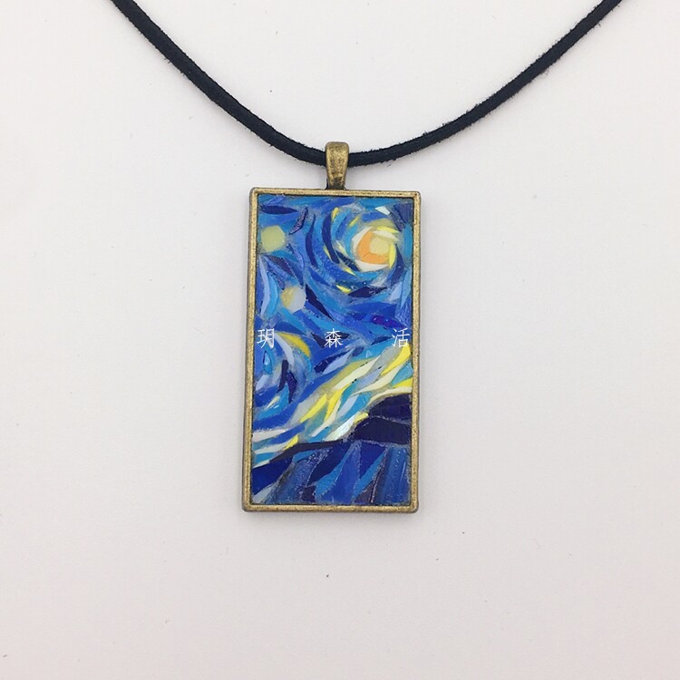 Yussen Live Van Gogh Night ) Re - inscribed mosaic necklace pendant art cold and light luxury