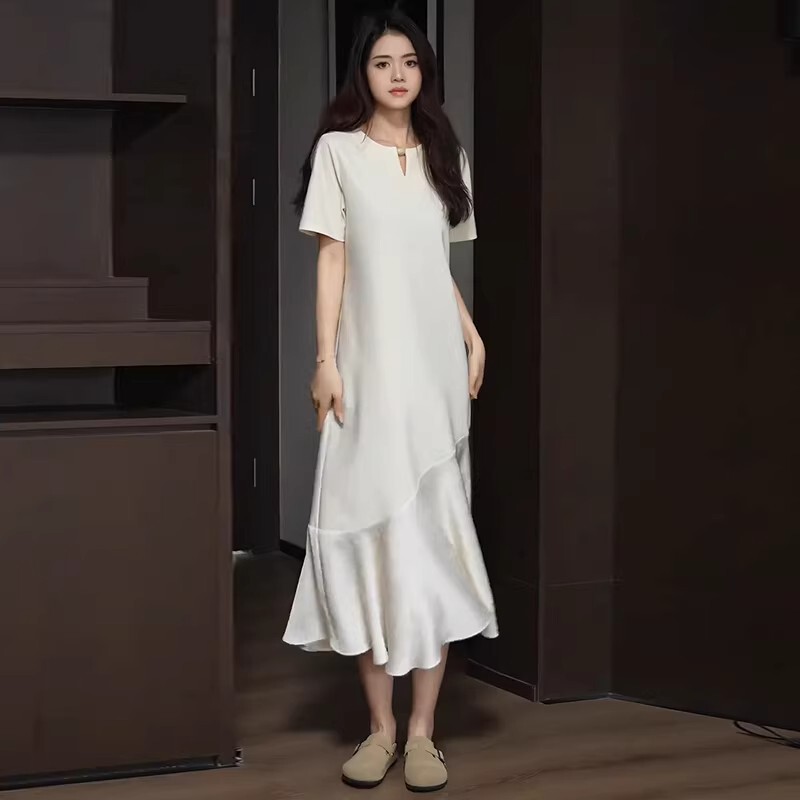 French Rouje Moaks Hepburn-Style Fashion Dress for Women, New Summer Style, Loose and Slimming Fishtail Dress