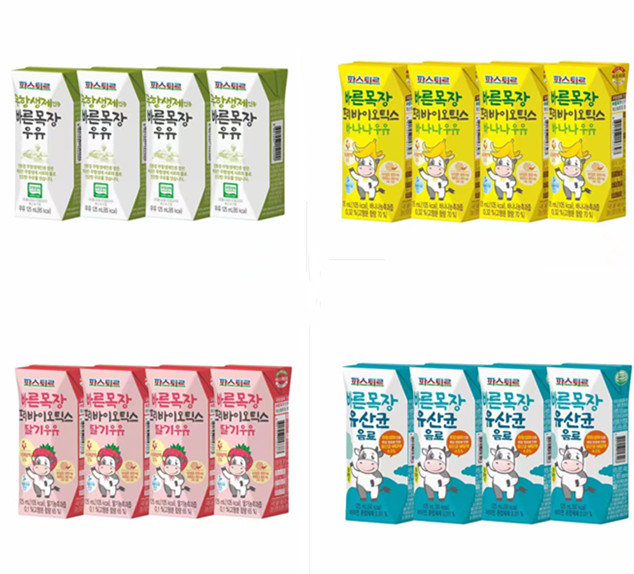 South Korean baby snack food by Past Ranch milk 125 mlx4 flavors are optional