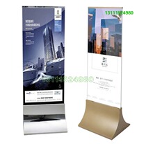 Billboard tempered glass standing mall signage stainless steel curved base display frame poster Shelf Guide water sign
