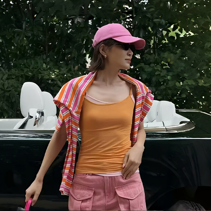 Le Samedi【Sweetheart Camisole】Ice Cream Touch Modal Colorful Tank Top for Women with Adjustable Straps