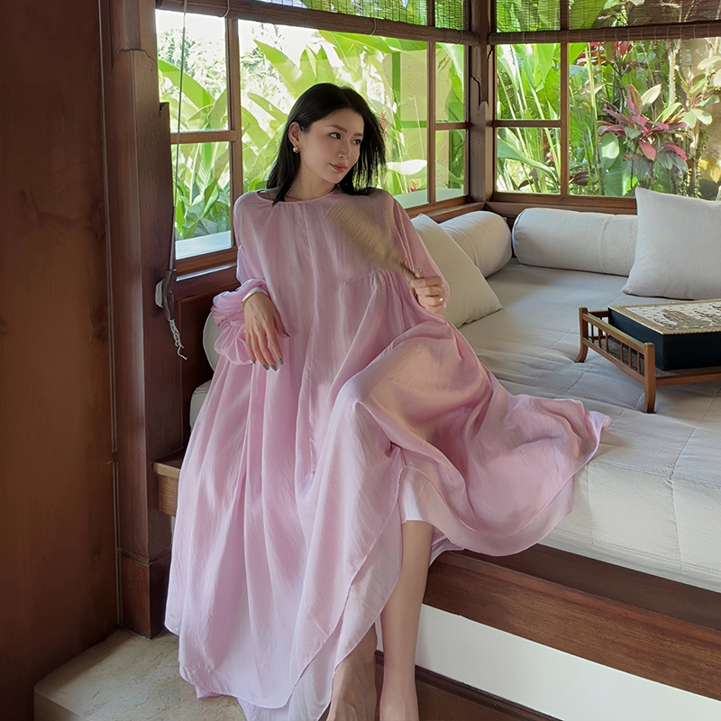 Le Samedi【Foam Dream】Custom-Dyed Silk Multi-Layered Dress for Women, Summer Flowing and Ethereal Dress