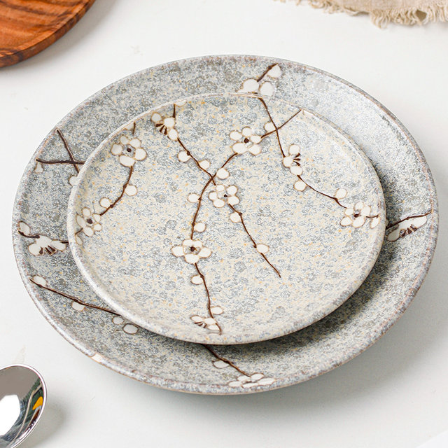 Aiyuju Japan Hazy ຕົ້ນລະດູໃບໄມ້ປົ່ງ Ceramic ໂຕະອາຫານຍີ່ປຸ່ນໃນຄົວເຮືອນ ໂຖປັດສະວະ Deep Dish Dish Plate Household Flat Plate Square Plate