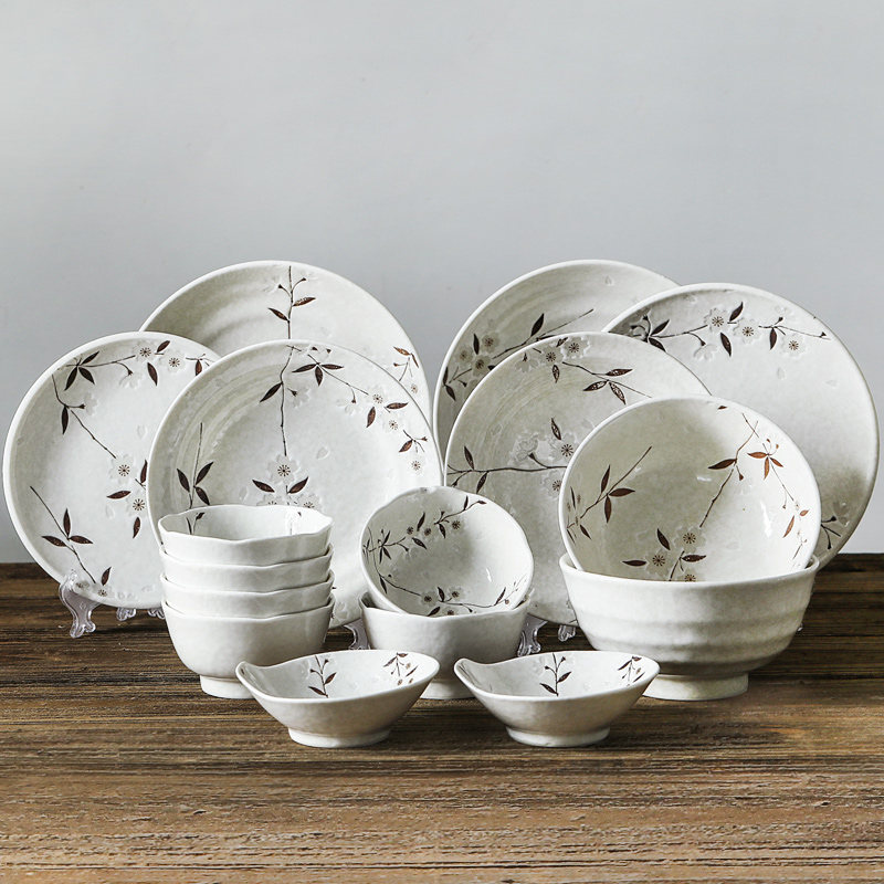 Tableware set Japan imported ceramic cherry blossom 16 bowls and plates Japanese style and style home dish set ins wind exquisite