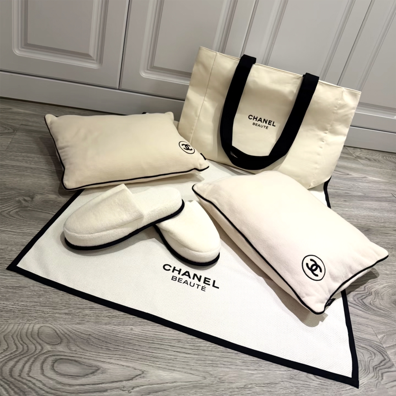 Limited Edition Beauty Counter Gift: Chanel Beige Pillow + Beach Towel + Tote Bag Cosmetic Bag, Limited Stock Available