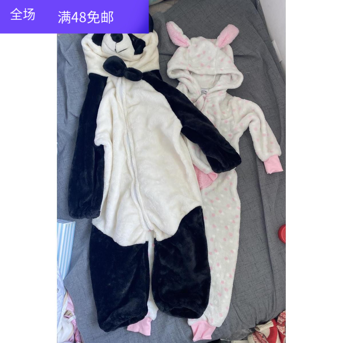 Foreign Trade Original Single Spring Autumn Baby Rabbit Panda Animal Long Sleeve Coral Suede Climbing Suit Children's Large Size Khau Dress