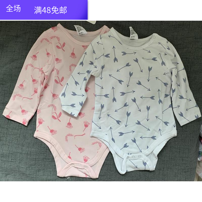 Foreign trade original single baby pure cotton ammonia cotton long-sleeved romper infant bag fart jumpsuit jumpsuit triangle romper