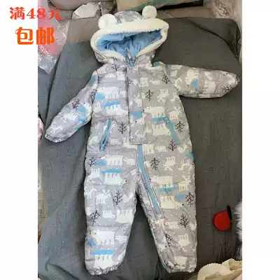 Foreign trade original single children's long-sleeved hooded padded ski suit Baby padded windproof climbing suit jumpsuit romper