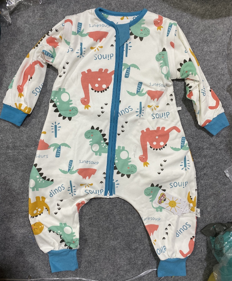 Foreign trade original single spring and autumn baby cotton double-layer color cotton belt removable long-sleeved split leg sleeping bag baby anti-kick quilt