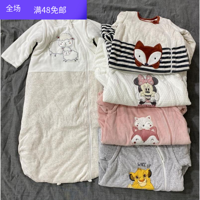 Foreign Trade Original Single Autumn Winter Baby Goose velvet clip cotton with detachable long sleeve sleeping bag New infant Anti-kick quilt