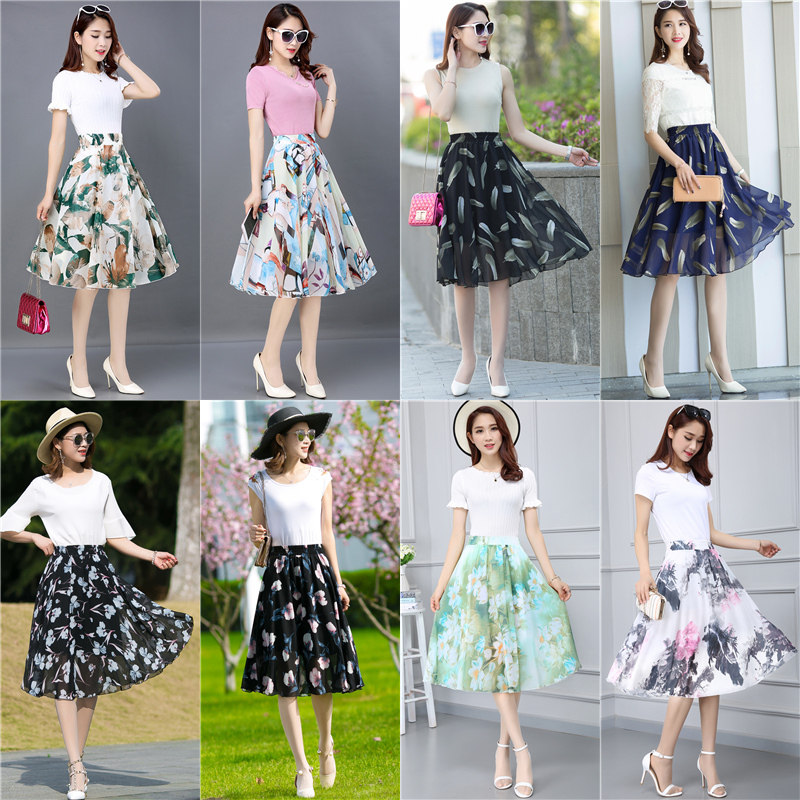 Dress 2022 New Crush Half Dress Middle - edge Large - waist Large - printed Flower A - word Skin Skin Skirt