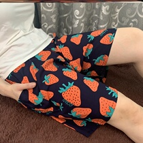 Hypertrophy silk Summer style Mama big soft beach pants Semi-cut pants with children loose wearing colorful summer days