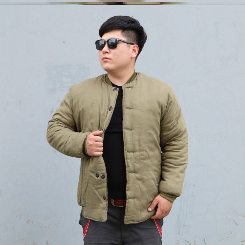 Large Size Code Army Yellow Green Cotton Padded Jacket Oilfield Labor supplies work old cotton padded jacket male short pure cotton small cotton padded jacket with increased fattening