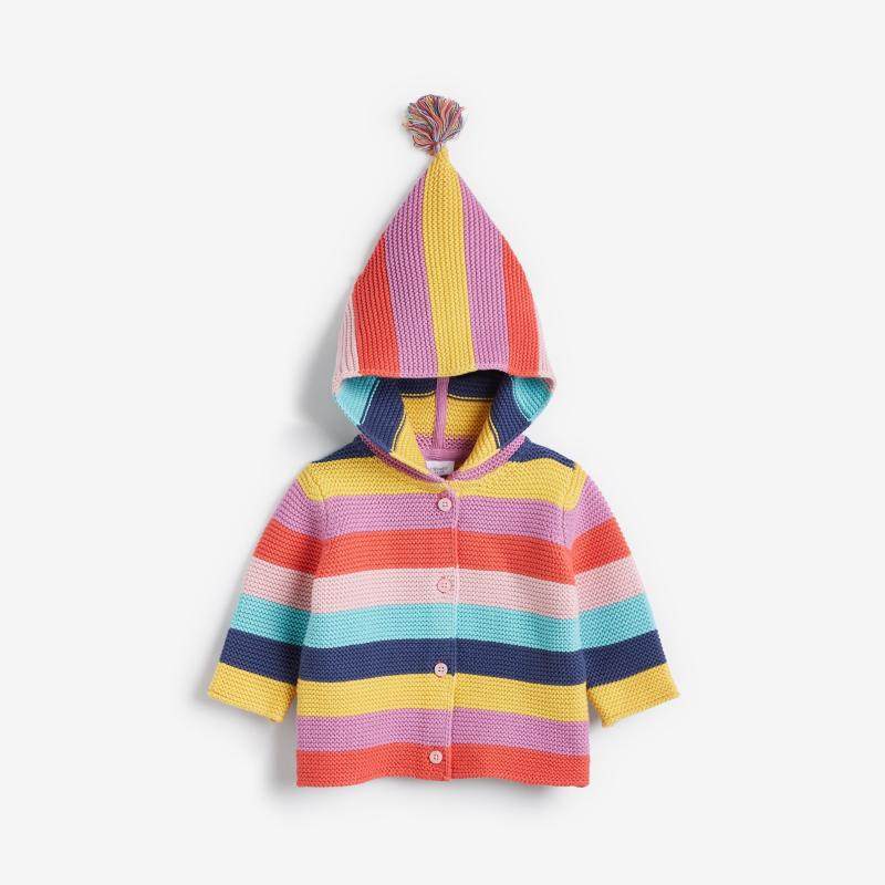 Spot UK NEXT fairytale baby baby sons and daughters 21 autumn cute even hat knit cardiovert rainbow sweater jacket