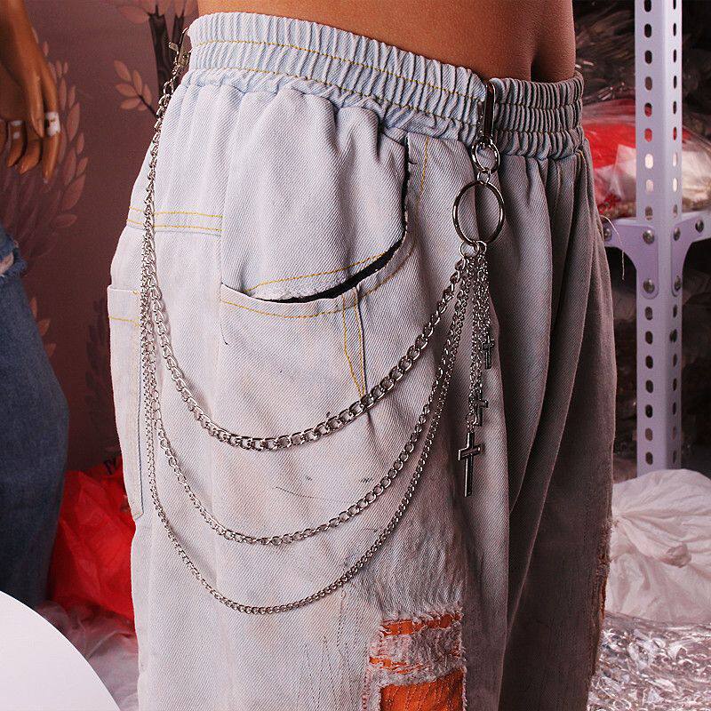 Fashionable and versatile double-layer metal pants chain type male bungee non-mainstream hip hop belt cool accessories waist chain style