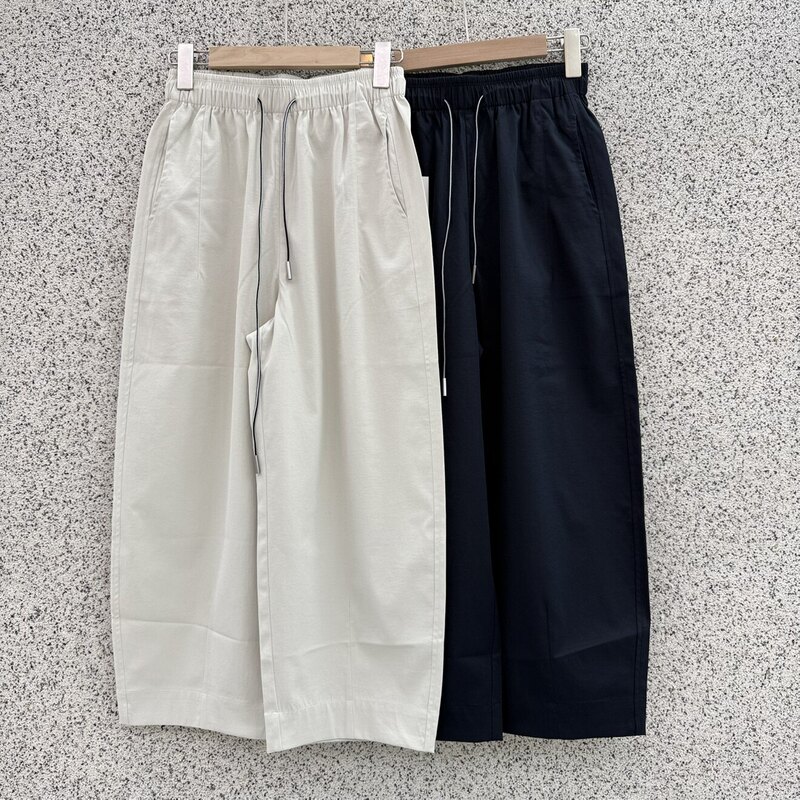 2026 Summer New Style Yueyue Niao 80822 Korean Version Elastic Waist Cropped Granny Pants for Women, Slimming Casual Straight-Leg Pants, Thin
