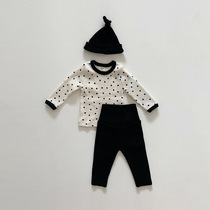 ins fall male baby pure cotton long sleeve blouse sweatpants pyjamas pants baby foreign air 100 hitch suit suit