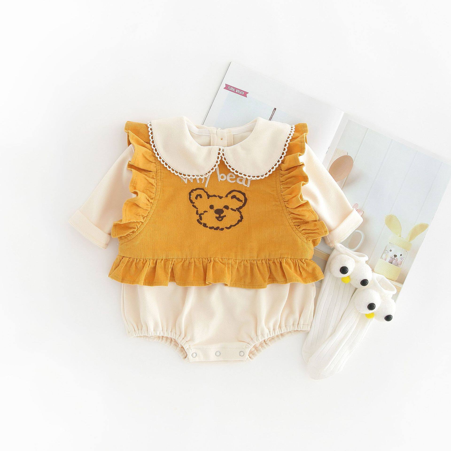 Newborn Baby Clothes Bags Farting Clothes for women Baby cute little Bear Harvest Machia Spring and Autumn Ocean Suit Tide