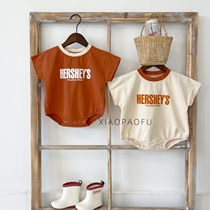 Baby Conjoined Clothes Summer Dress Clothes Men And Women Baby Packs Fart Clothes Short Sleeves Triangle Khays Loose Thin and Ultra Cute Climbing Clothes