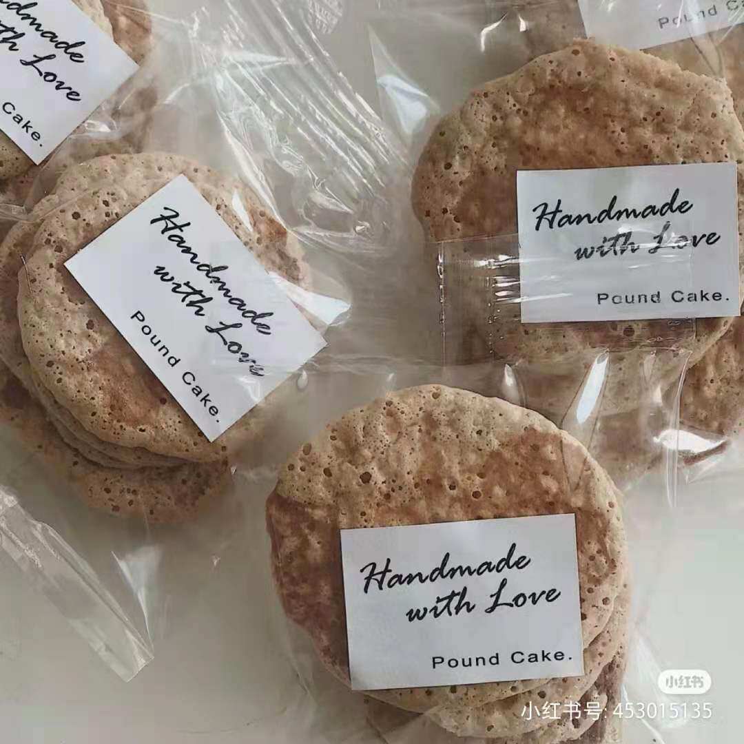 INS pound cake Madeleine Fernan snow Handmade with Love baking sticker sealing sticker