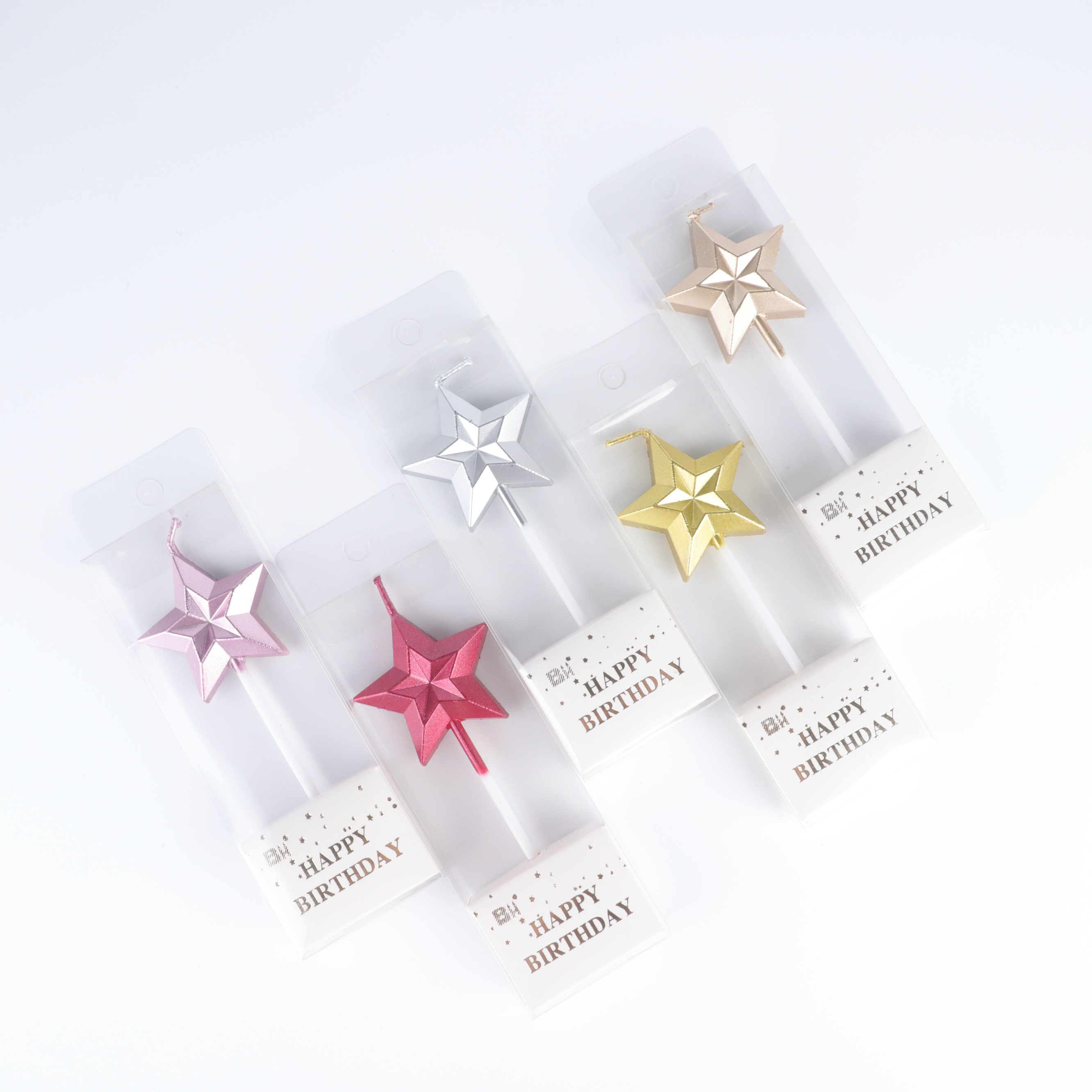 Disposable Pearlescent Diamond Pentagonal Star Shaped Birthday Cake Wedding Party Creative Candle-Taobao
