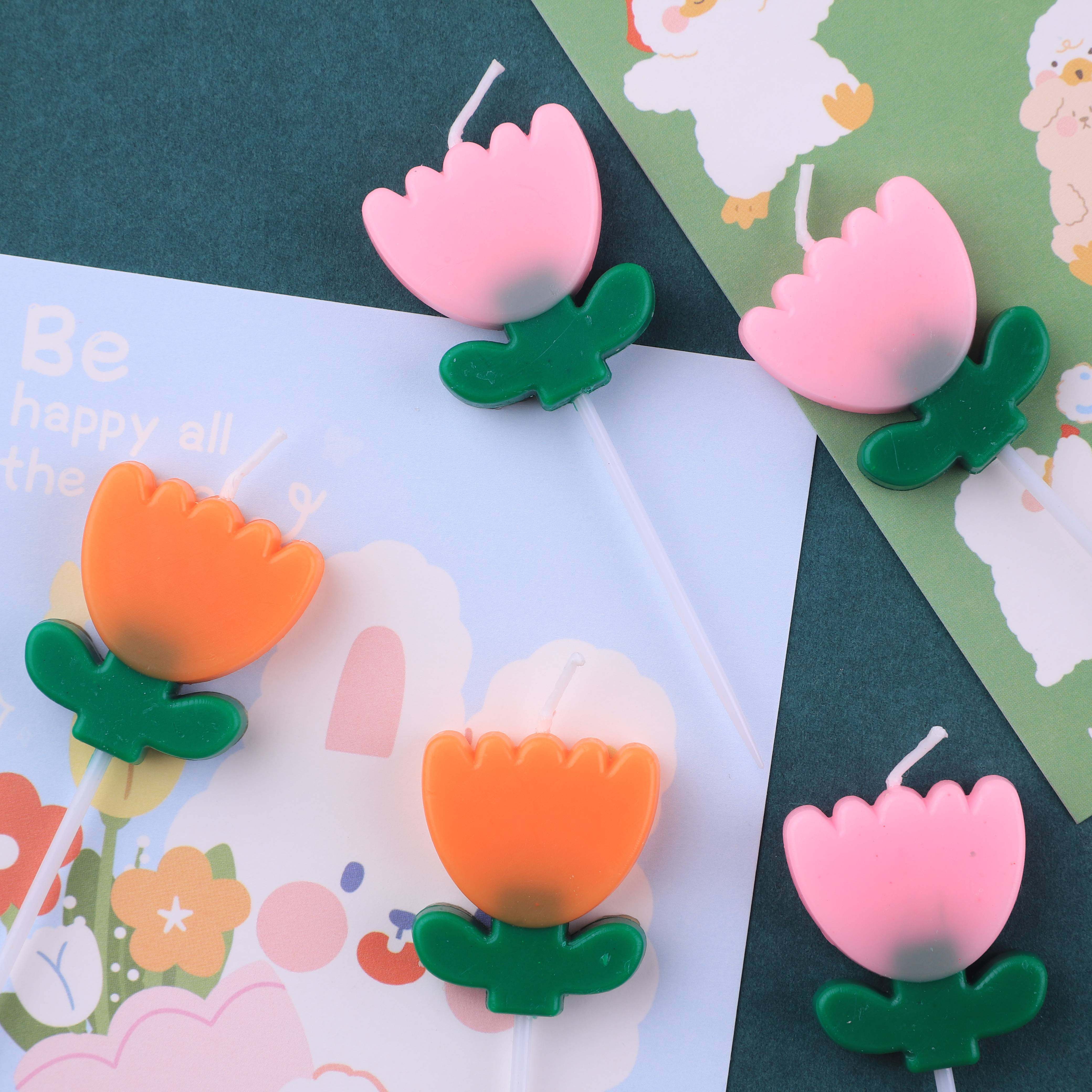 Small paper artisan INS tulip flower birthday cake decorated with candle-Taobao