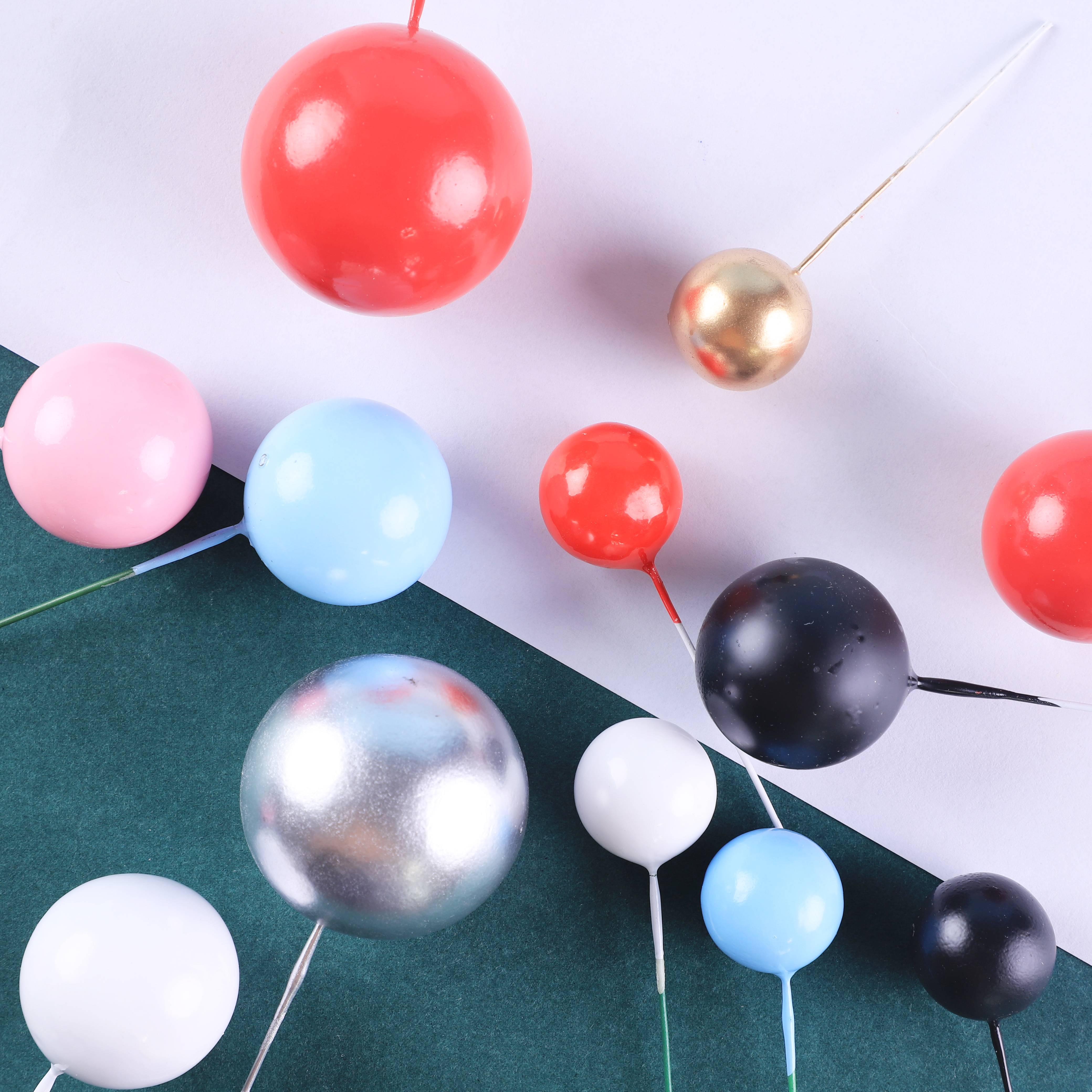 INS birthday cake decoration gold silver ball plug-in