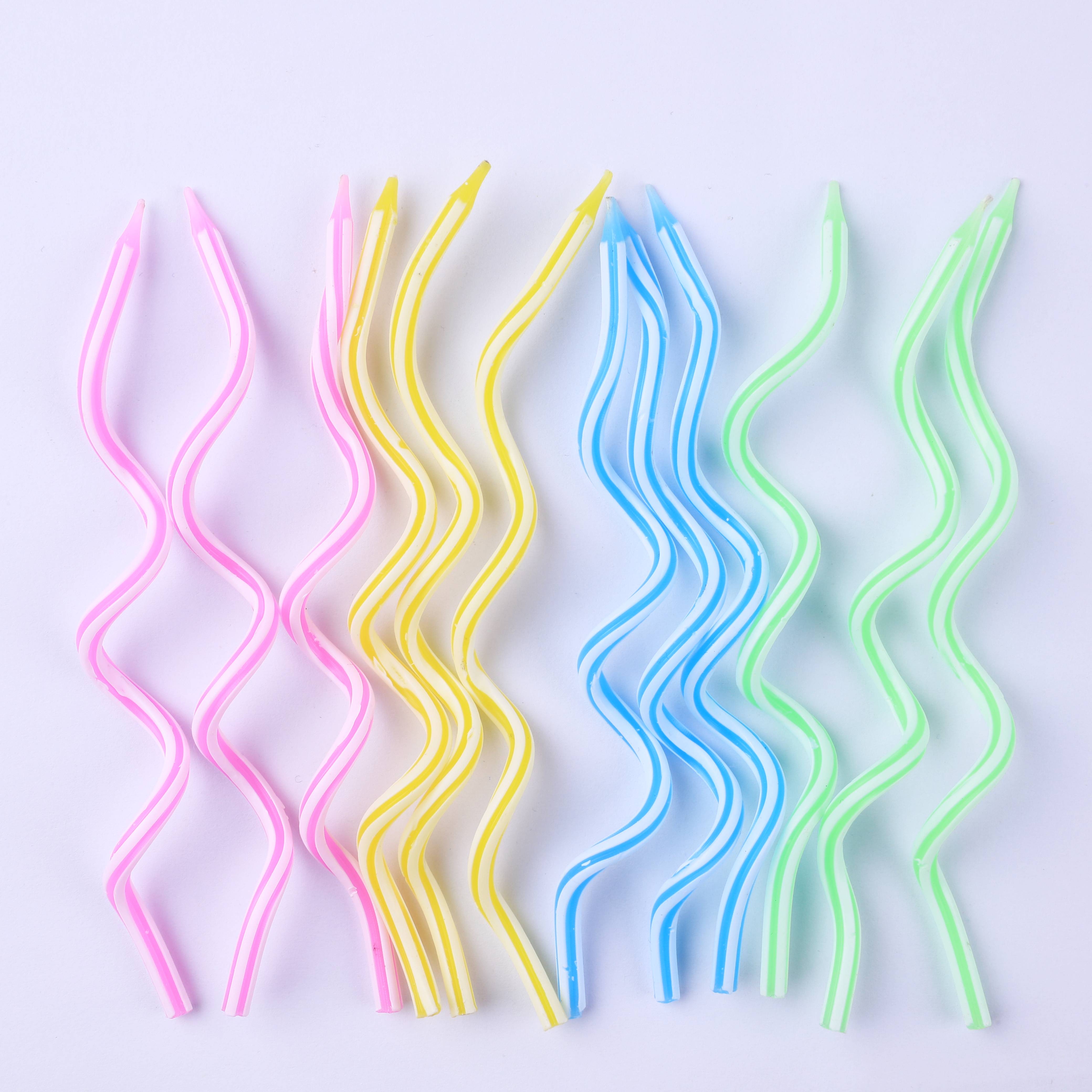 INS Color Curve Twist Candle Spring Spiral Retro Birthday Cake Candle Party Trim-Taobao