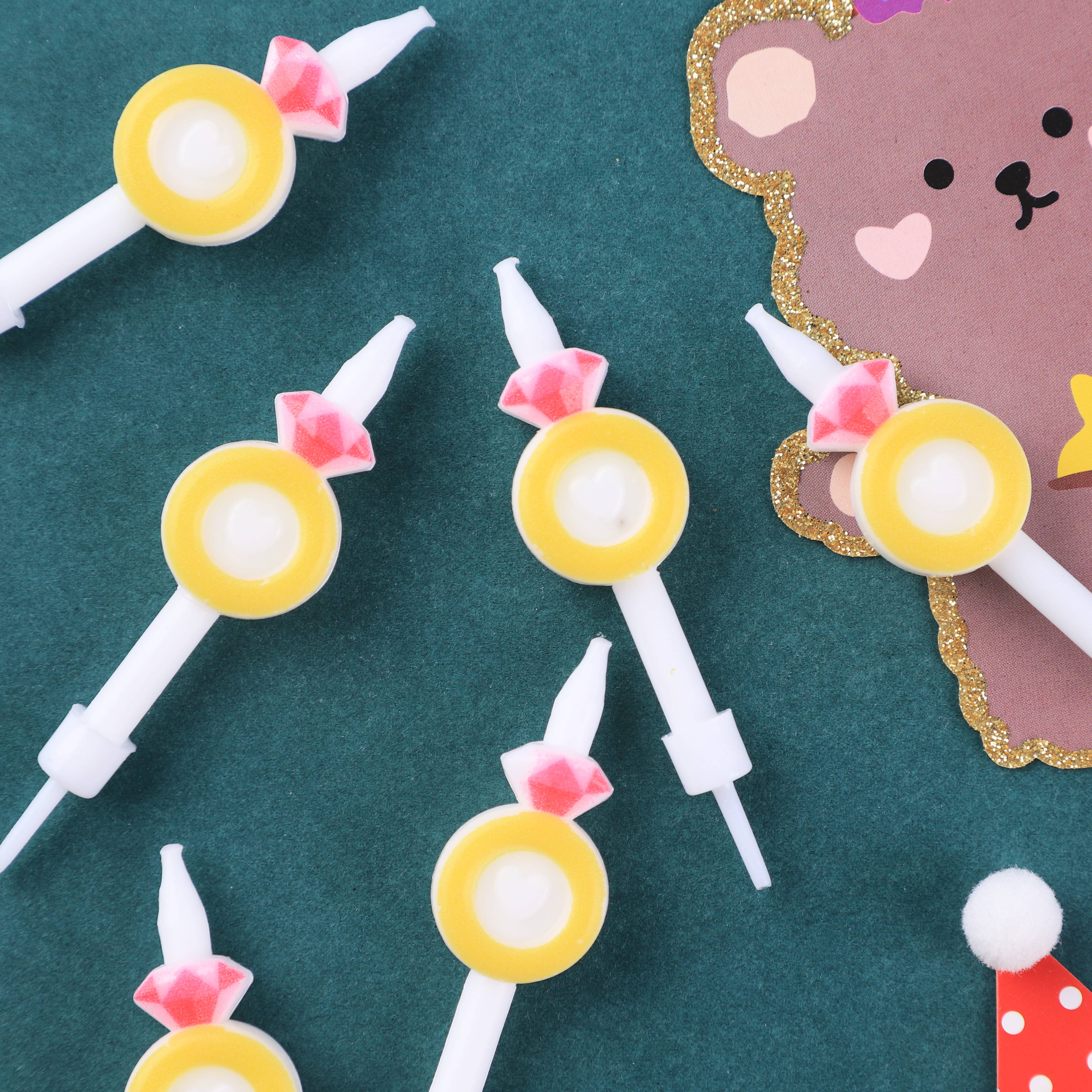 Korea INS retro diamond ring candle birthday cake dessert party decoration plug-in