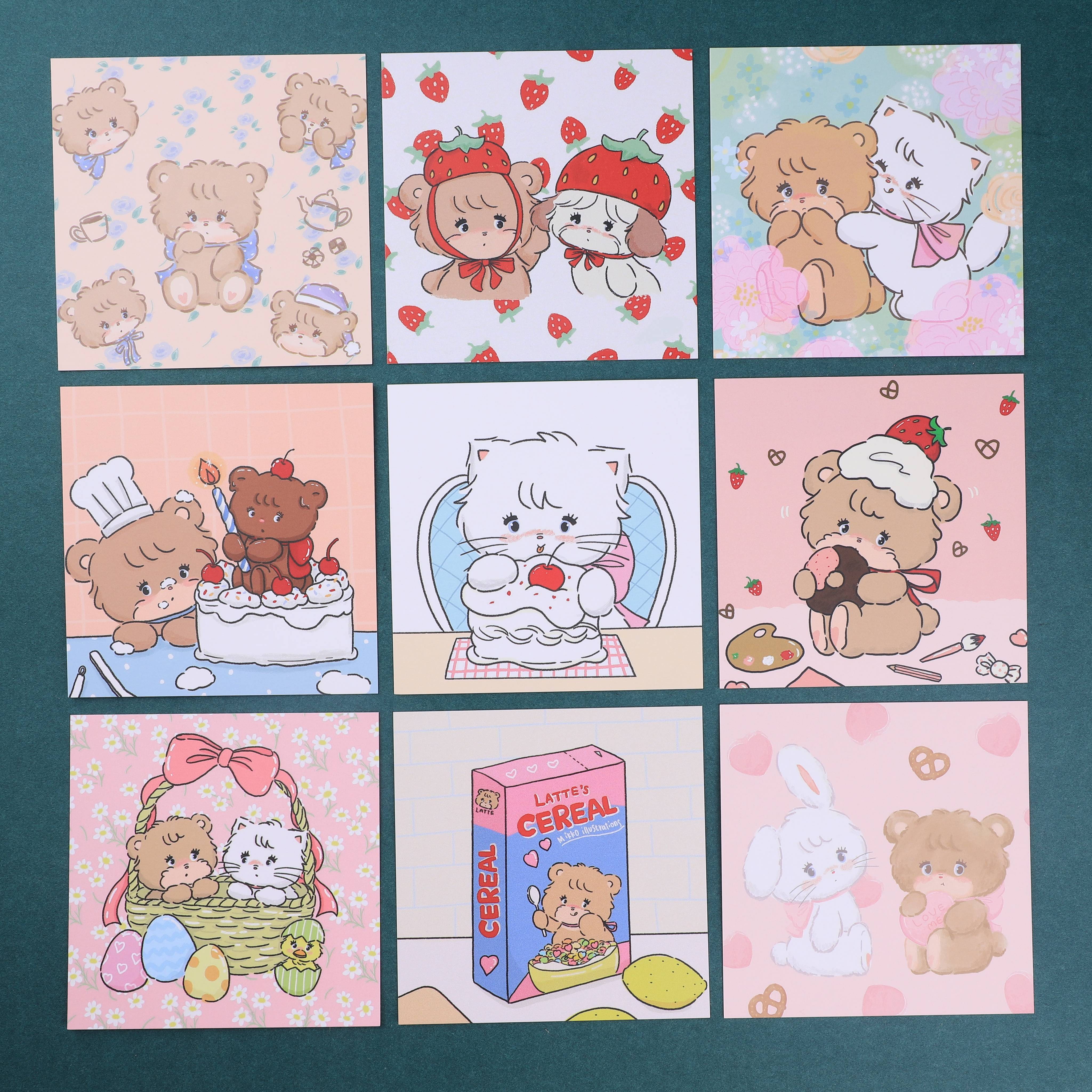 Korea INS CUTE STRAWBERRY SMALL BEAR RABBIT Rabbit Decorative Card Baking Blessing Cards Shooting Props Wall Stick-back Cards-Taobao