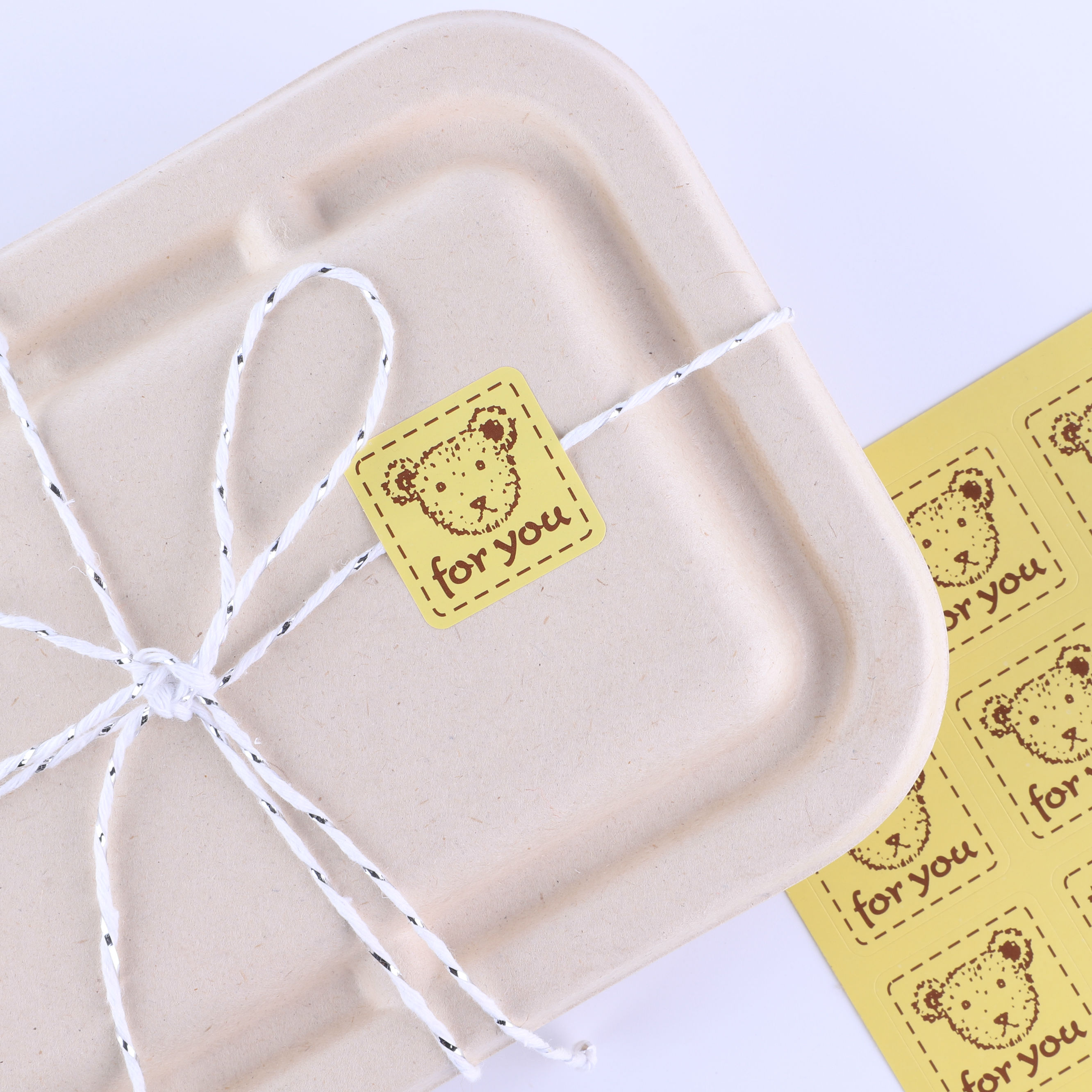 for you yellow cream bear baking bag sealing stickers gift stickers 160 pieces