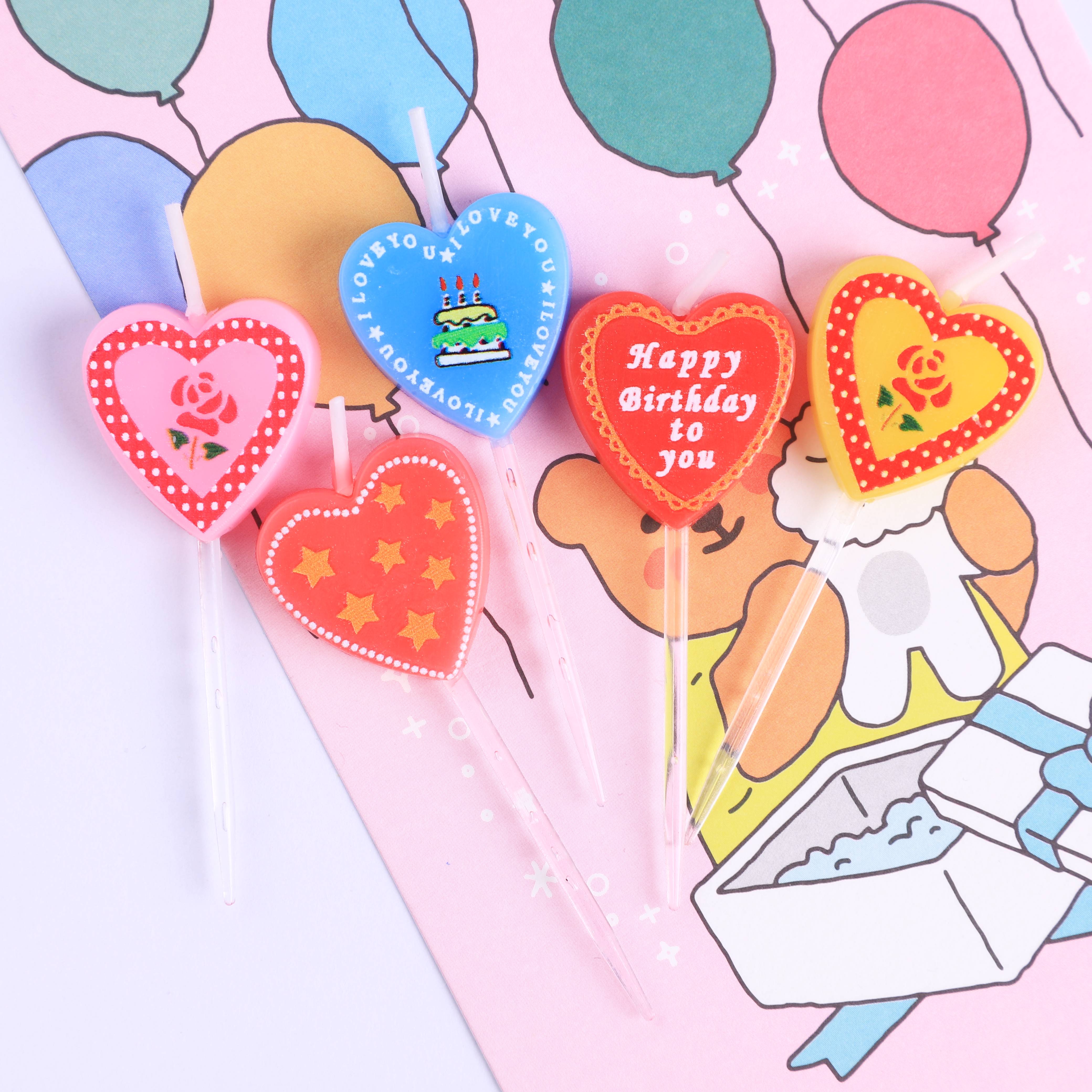 Little Papermaker INS vintage love print birthday cake candle decoration baking plug-in