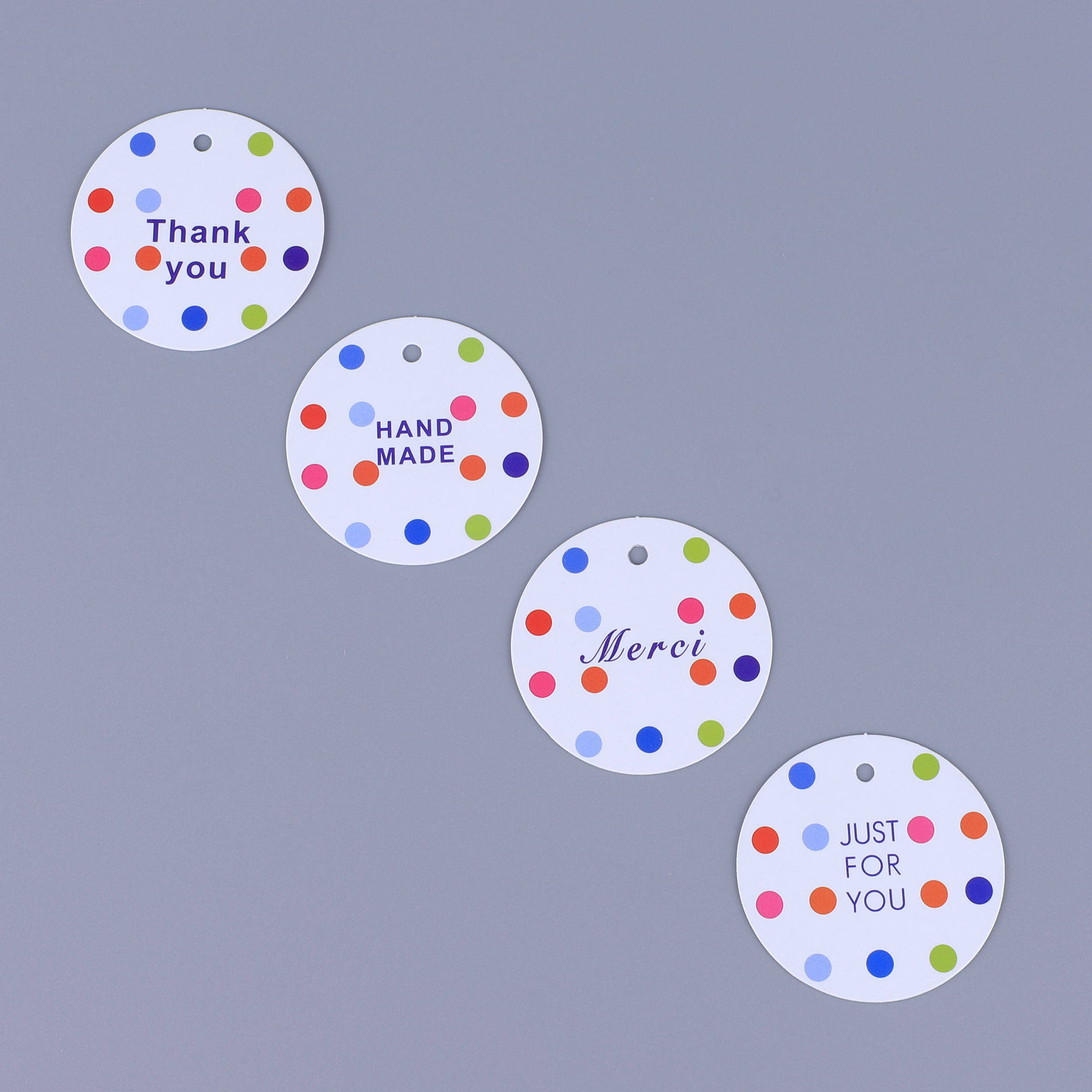 100 pieces into Thank you polo dot round baking packaging decorative tag tag