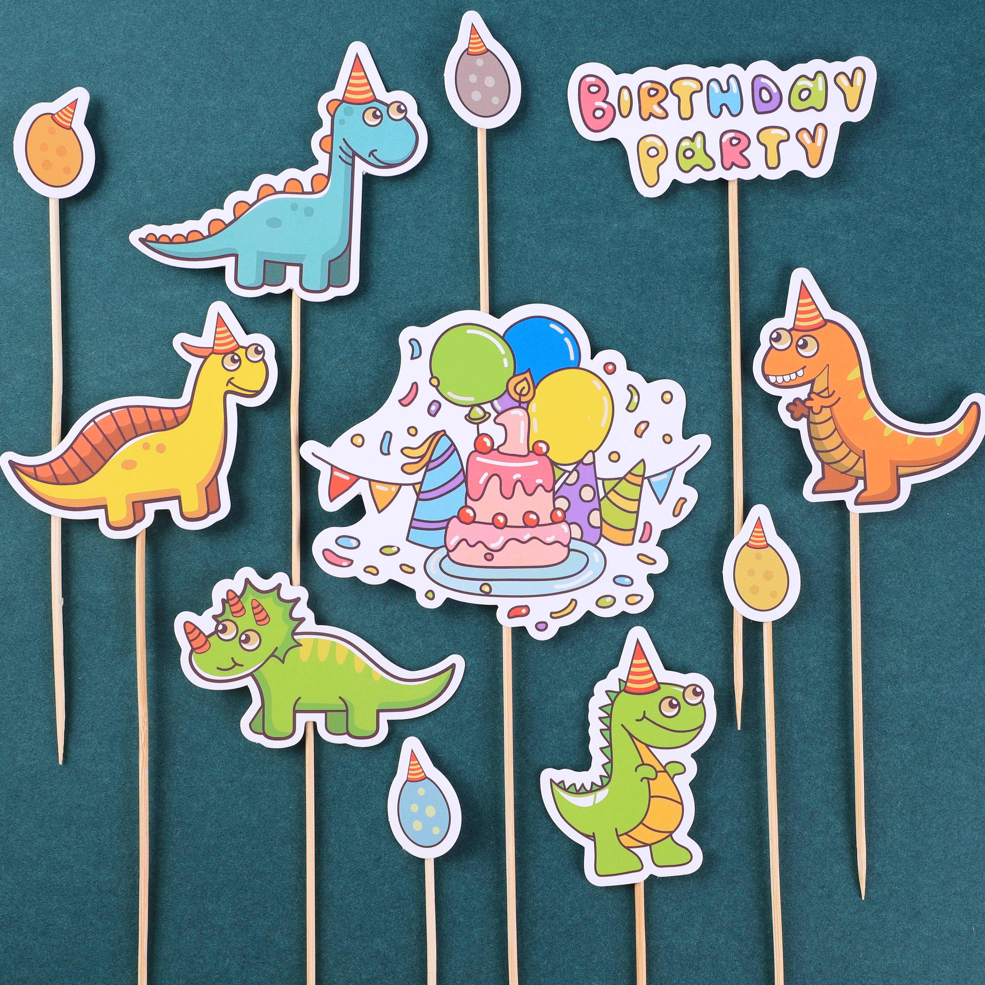 Little Dinosaur Egg Celebration Cake Insert Card Cake Decoration Cartoon Birthday Party Flag Plug-in