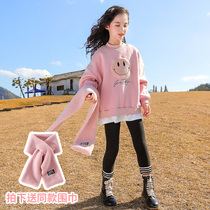 Next Music girls sweater clothes girl in autumn and winter clothes of children in the big children plus thickening tide