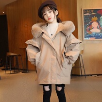 Next Music Girl Cotton Clothing Thickened Winter Dress Childrens Korean Version Foreign Air Down Wool Cotton Coat With Long jacket in cotton
