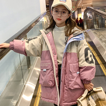 Next Music Girl Cotton Clothes Winter Children Jacket Winter Clothing Long cotton padded jacket CUHK Down Cotton Clothing Tide