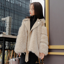 Next Music Girls leather Grass big clothes CUHK Winter Clothing Thickened Fur Integrated Children 2021 New Coats