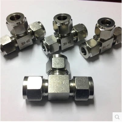 Factory direct sales stainless steel ferrule joint 304 ferrule tee intermediate joint double cartoon tee pipe joint