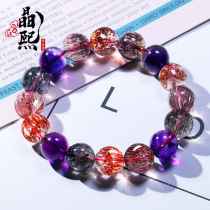 Natural crystal Blackcurrant super seven bracelet female three-wheel backbone purple titanium crystal gold strawberry crystal hand string female