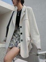 1313 Cloud White Air Profile Suit Pleated High Waist Wide Leg Pants 2021 Women's Autumn Leisure Two-Piece Set