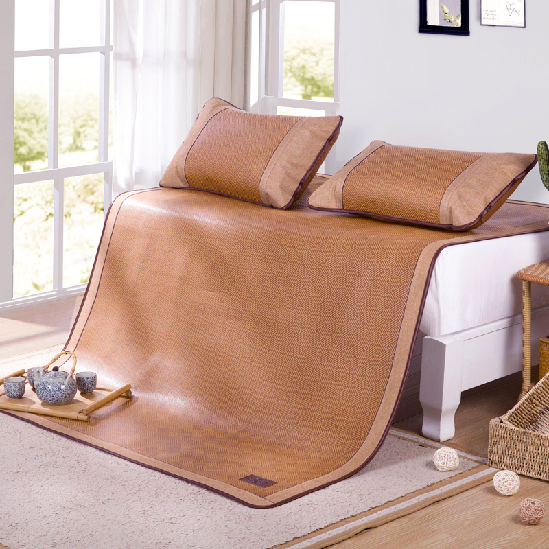 Old craftsman summer mat home 1 8m bed three-piece set of rattan mat custom air conditioner 1 5 m single dormitory 1 2